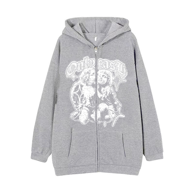 Women's Casual Hoodie Wings Angel Zipper Sweater