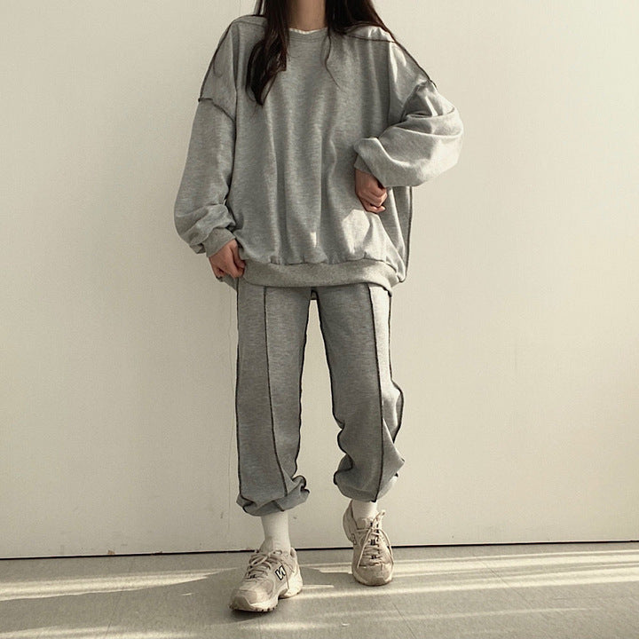 Womens Long-Sleeve Top And Pants Two-Piece Set Fashionable Casual Sportswear