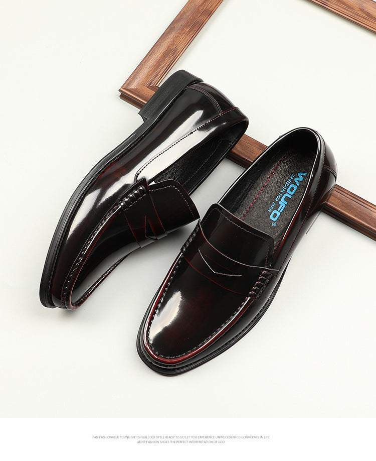 Korean Style One-foot Patent Leather Round Toe Loafers Commuter Shoes