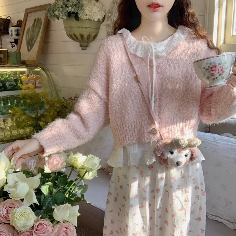 Preppy Style Gentle Sweet Lace Collar Shirt Long Sleeve Underwear Top