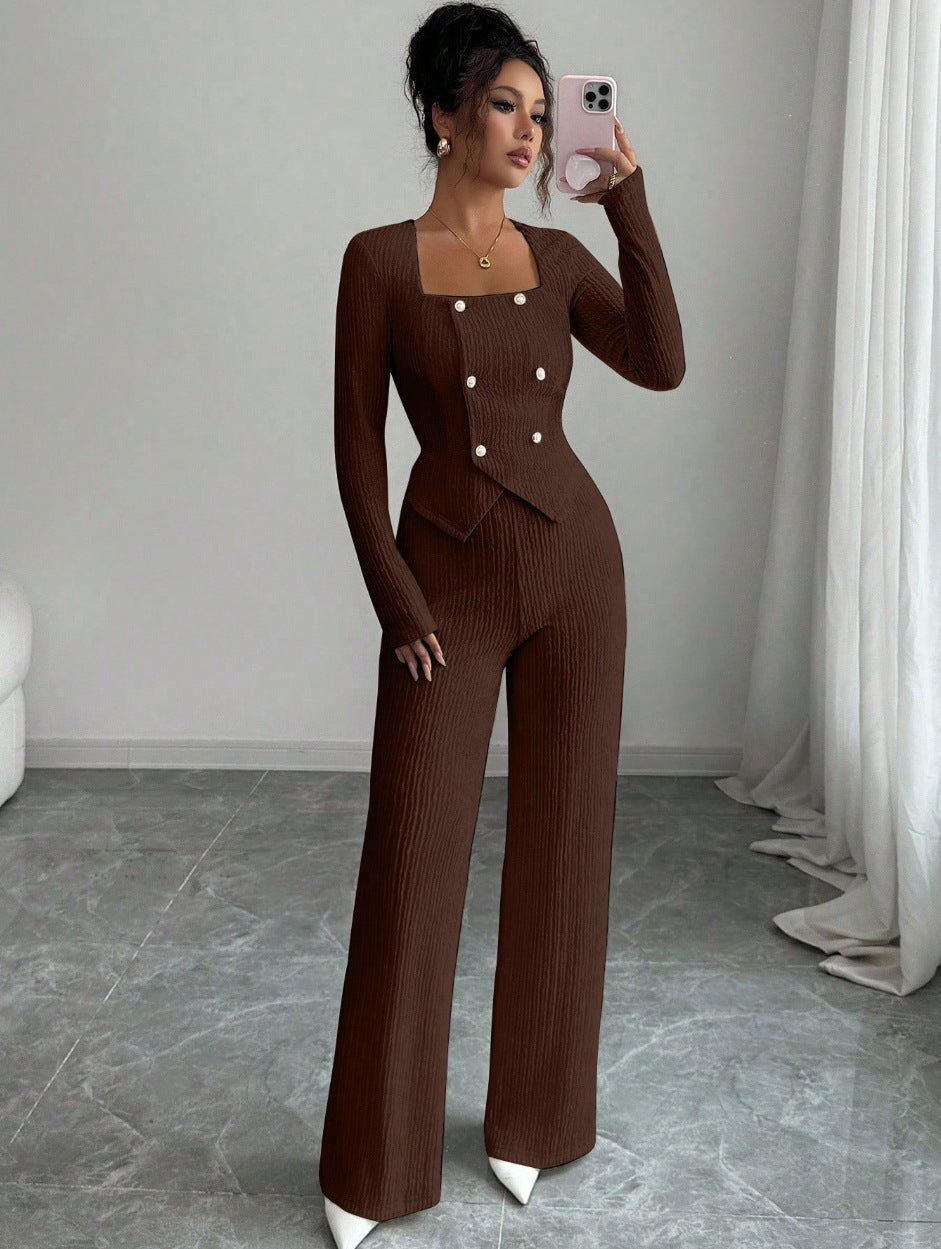 Stylish Versatile Solid-color Top And Cardigan With Matching Pants Set