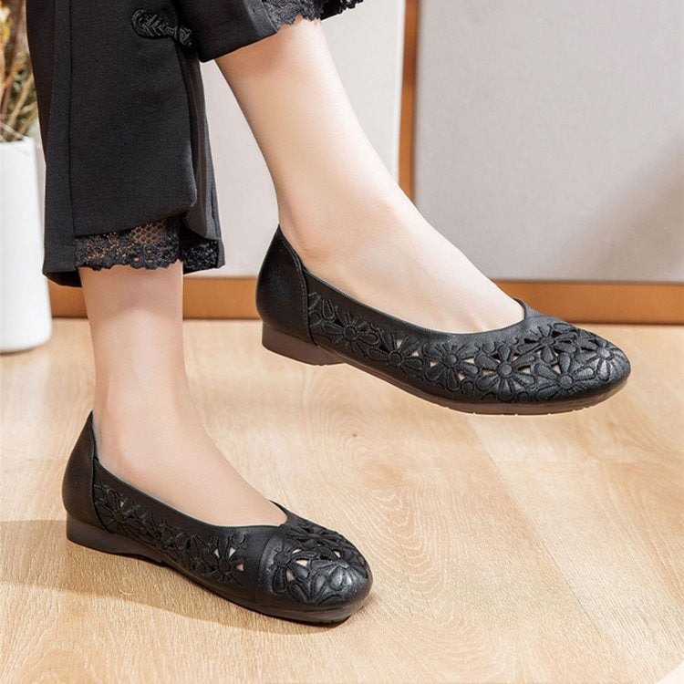 Womens Breathable Flat Non-slip Leather Sandals Soft