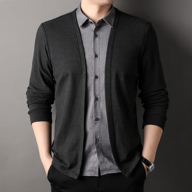 New Sweater Men's Fake Two Pieces Shirts Top