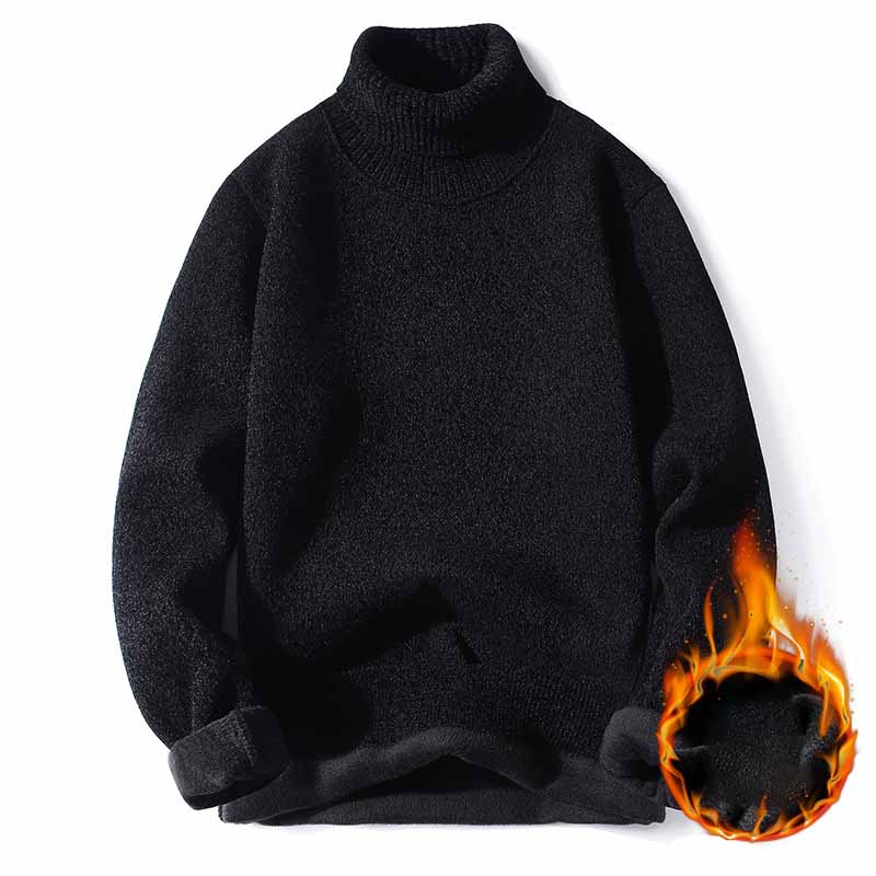 Mænds Plus Fleece Varm Højhalset Sweater