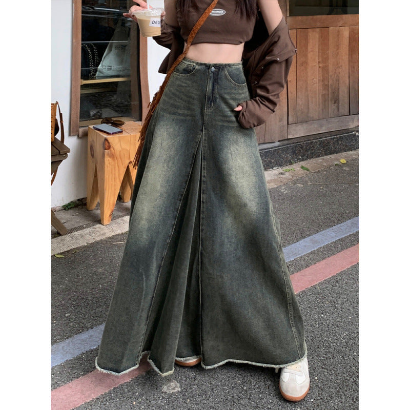 High Waist Slimming Mid Length A Line Sheath Fishtail Large Swing Skirt