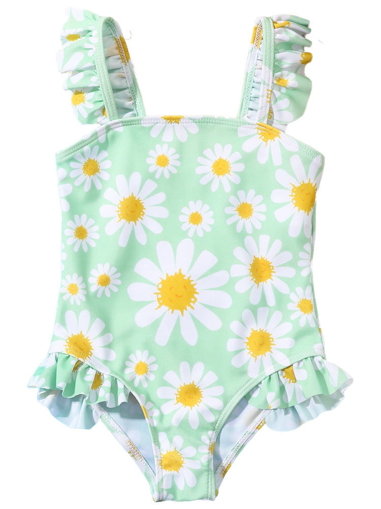 Girl's One-piece Swimming Suit Flower Print Cartoon