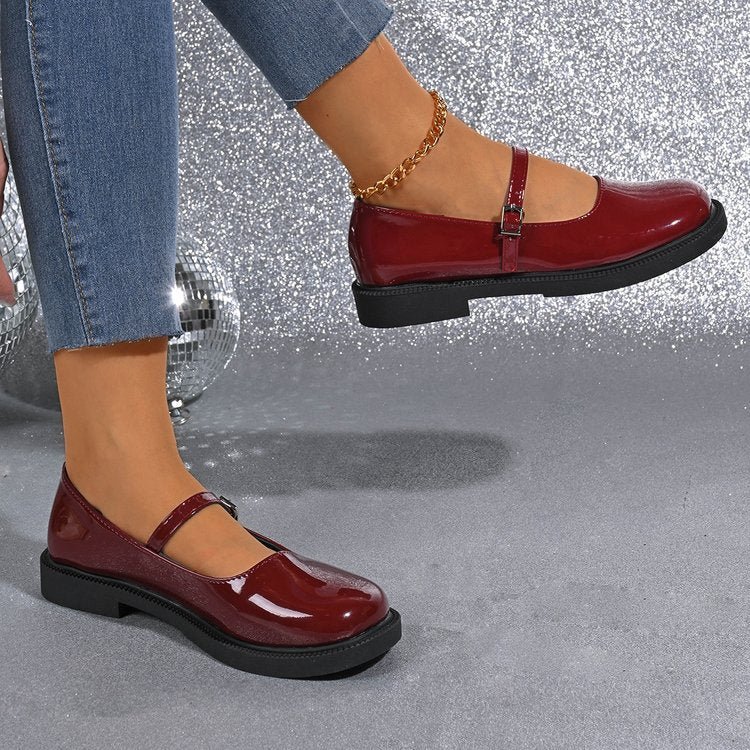 Flat Soft Surface Soft Bottom Shoes Square Mouth Leather Shoes