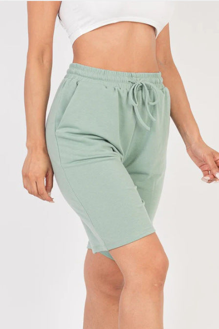 Womens High-waisted Drawstring Workout Shorts