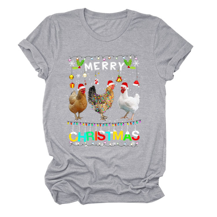 Europe And The United States Christmas Printed Casual Ladies Short-sleeved T-shirt