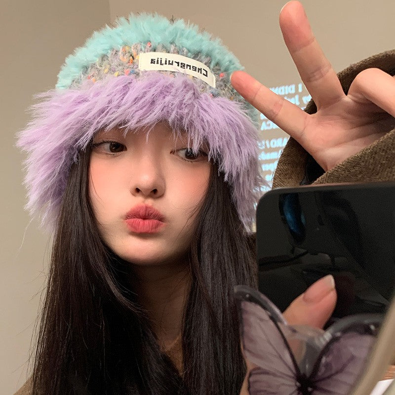 New Autumnwinter Plush Knitted Hat For Women