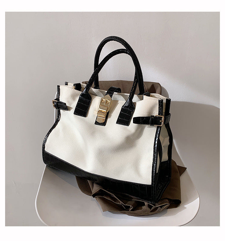 Textured Contrast Color Stylish Messenger Big Bag