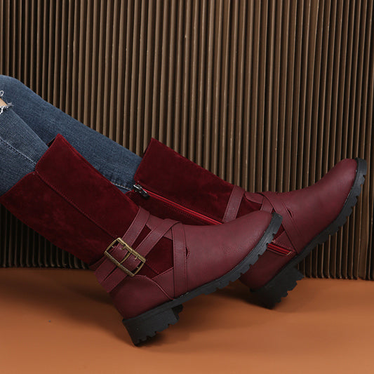 Square Heel Large Size Women's Shoe  Low Heel Casual Foot Belt