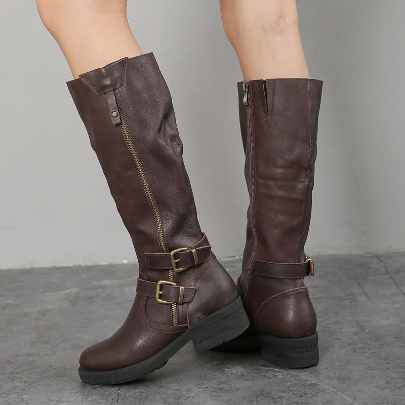 Casual Plus-Size Dr Martens Boots With Side Zipper And Thick Sole For Women