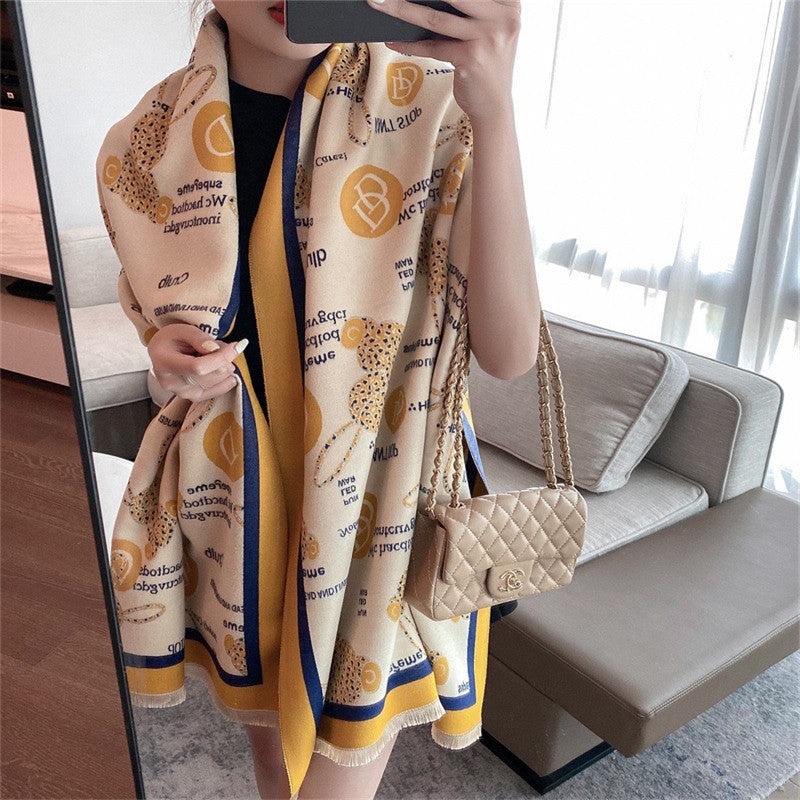 Women's Print Cashmere Long Shawl Scarf Air Conditioning Towel