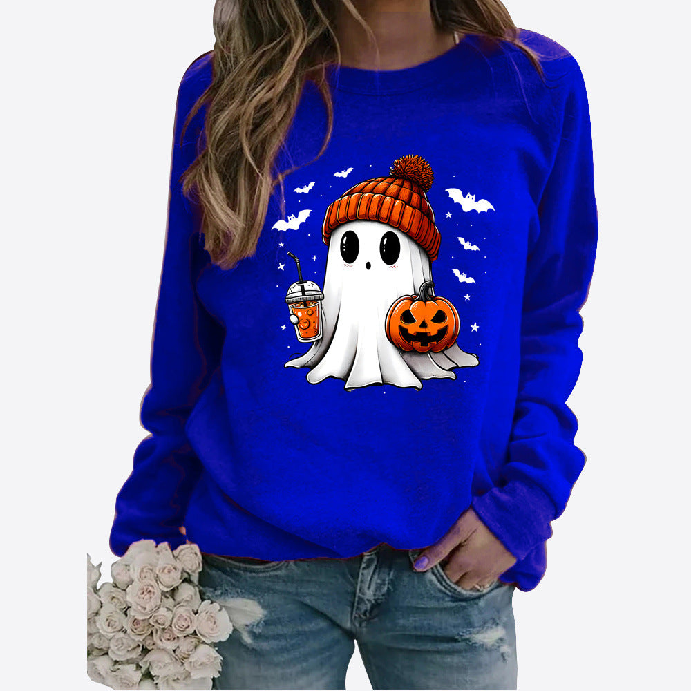 Halloween Rundhals Print Langærmet Sweater