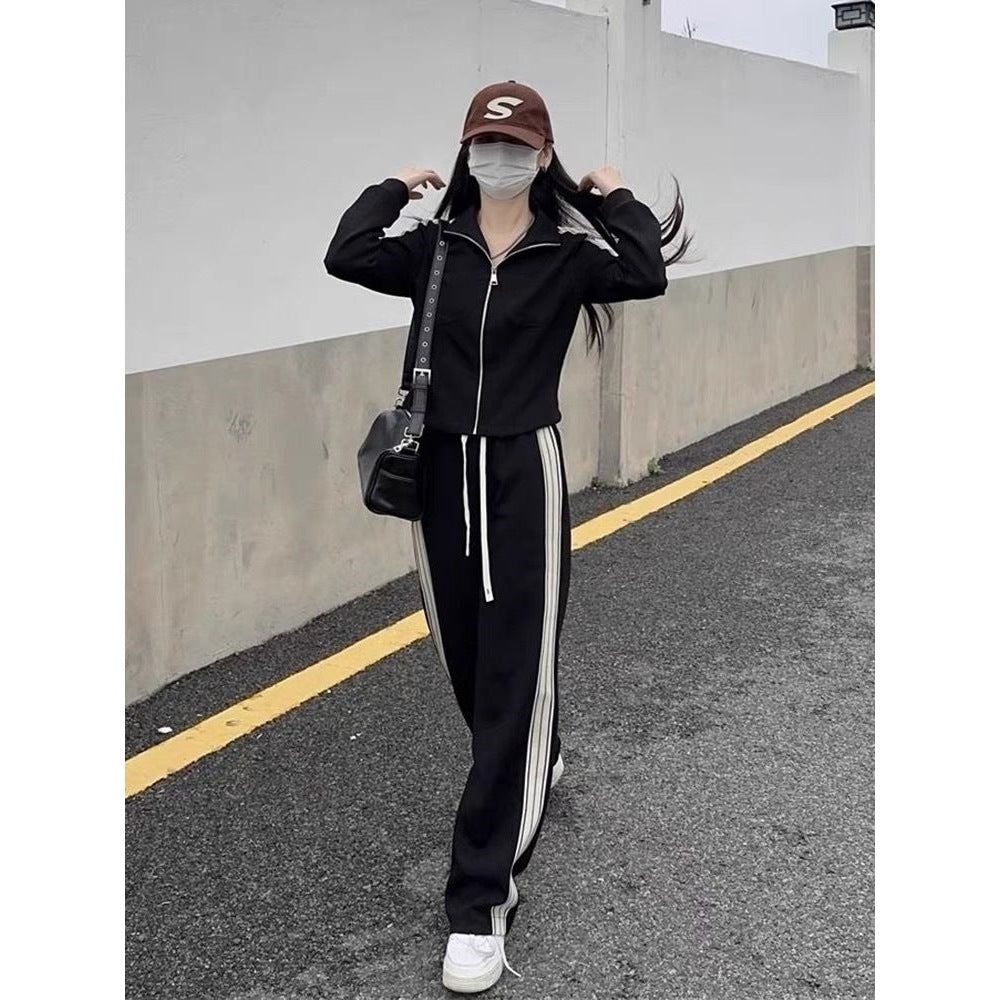 Women's Loose Short Jacket Fashion Casual Two-piece Set