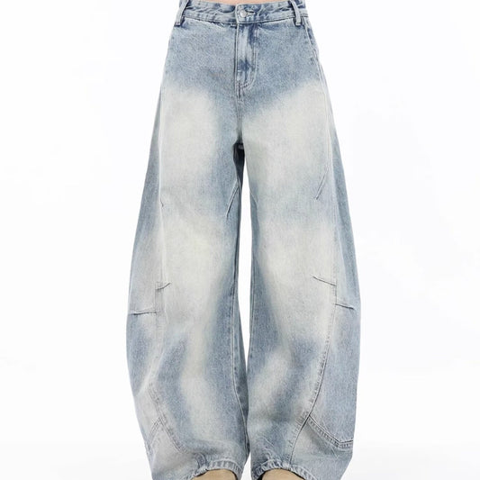 Vintage Distressed Straight Wide Leg Jeans