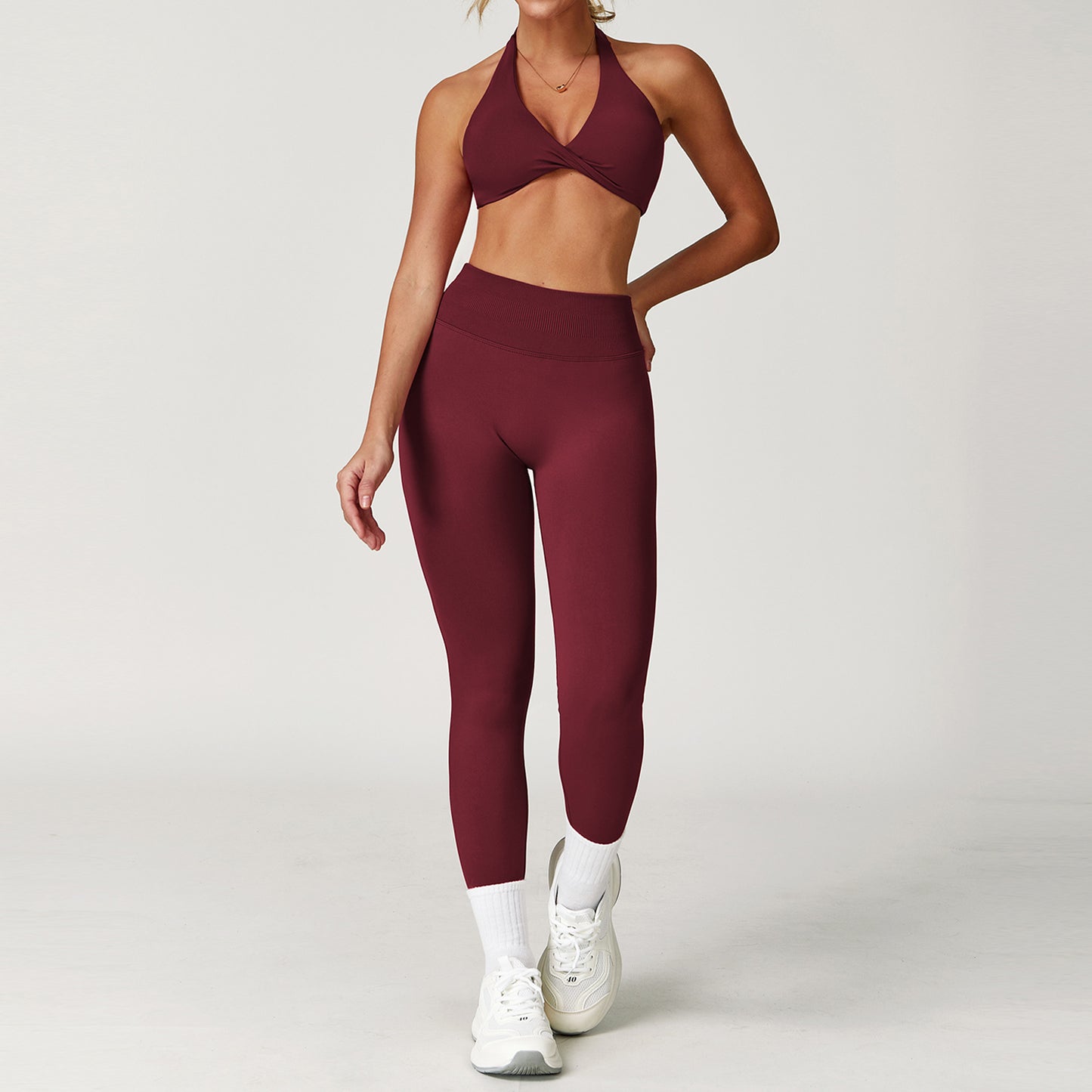Winter Tight Beauty Back Yoga Suit Quick-drying Workout Clothes Outdoor Running Sports Suit Female 8503