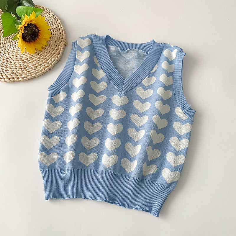 Women's Love Knitted V Neck Vest