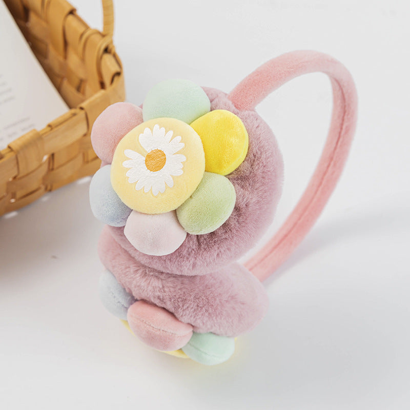 New Children's Plush Earmuffs Cute Sunflower Warm