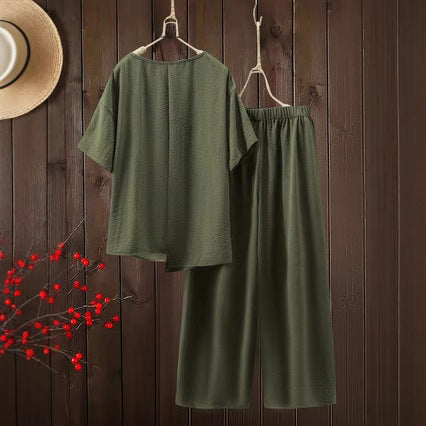 Artistic Retro-style Casual Trendy Pullover With Short Sleeves