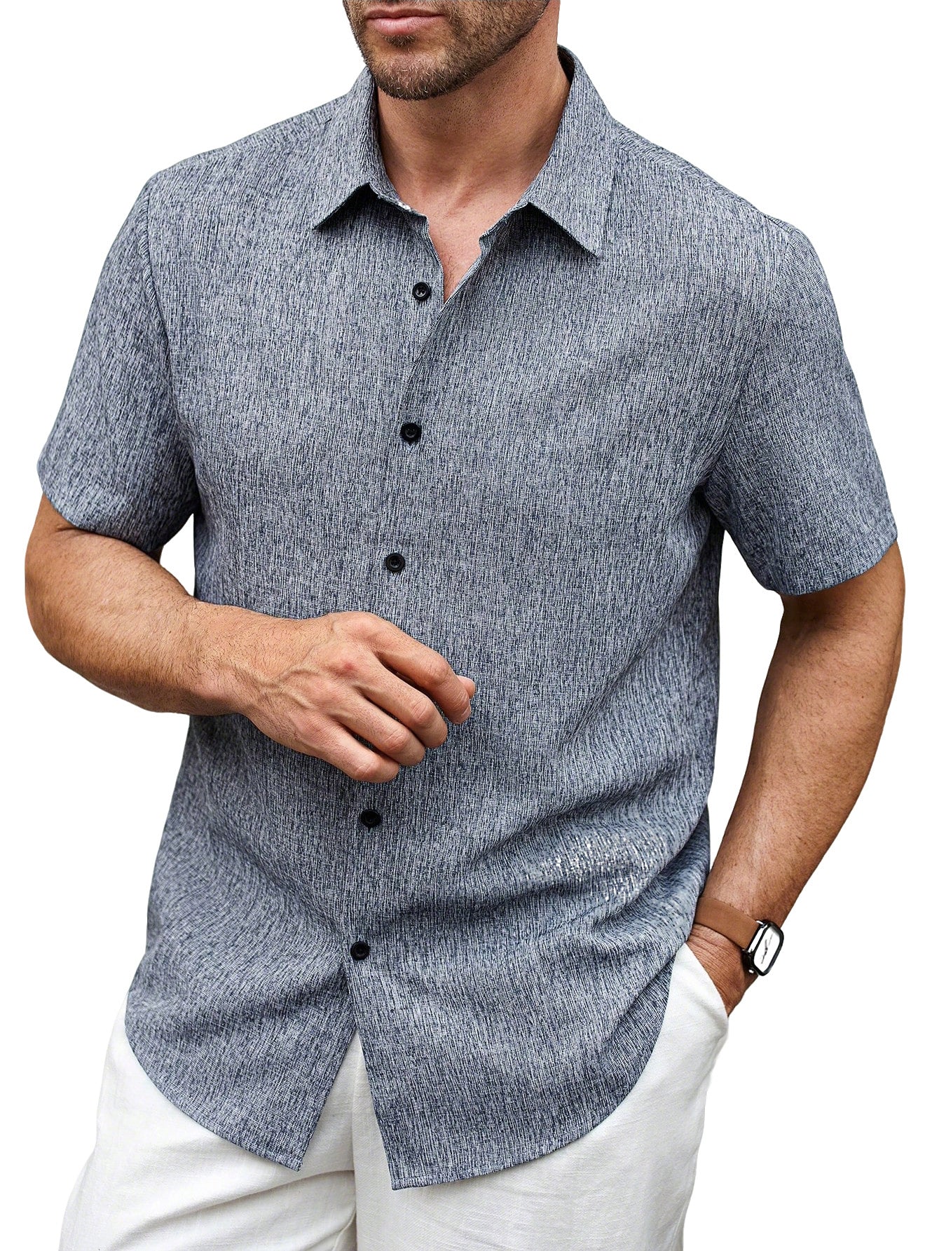 Men's Lapel Short-Sleeve Casual Shirt