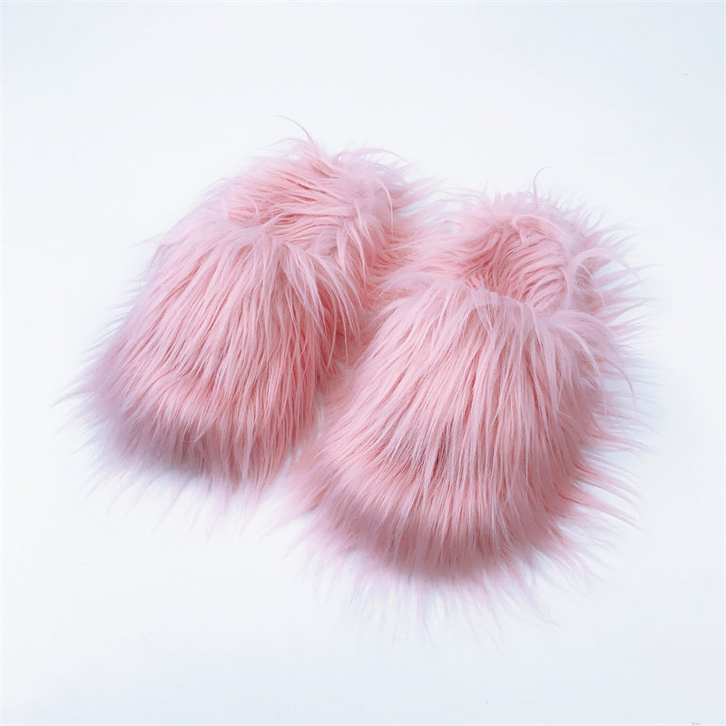 Home Slippers Sheep Long Hair Woolen Slipper