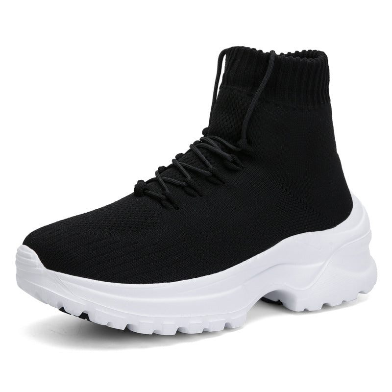 Flying Woven Breathable High-top Women's Height-increasing Socks And Shoes
