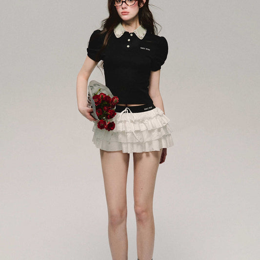 Spring White Embroidered Skirt Hipster