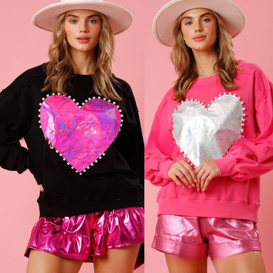 Love Pearl Rundhalspullover Løs Sweater