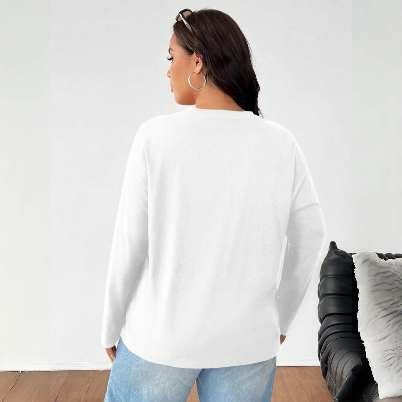 Women's Solid Color Loose Round Neck Top