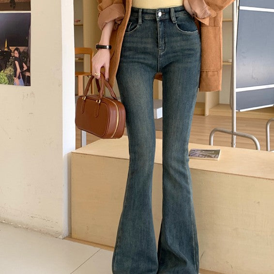 Retro skinny jeans til kvinder med lav talje og stretch