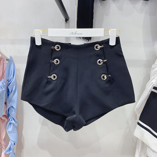 Women's Temperament Fashion High Waist Double-breasted Shorts