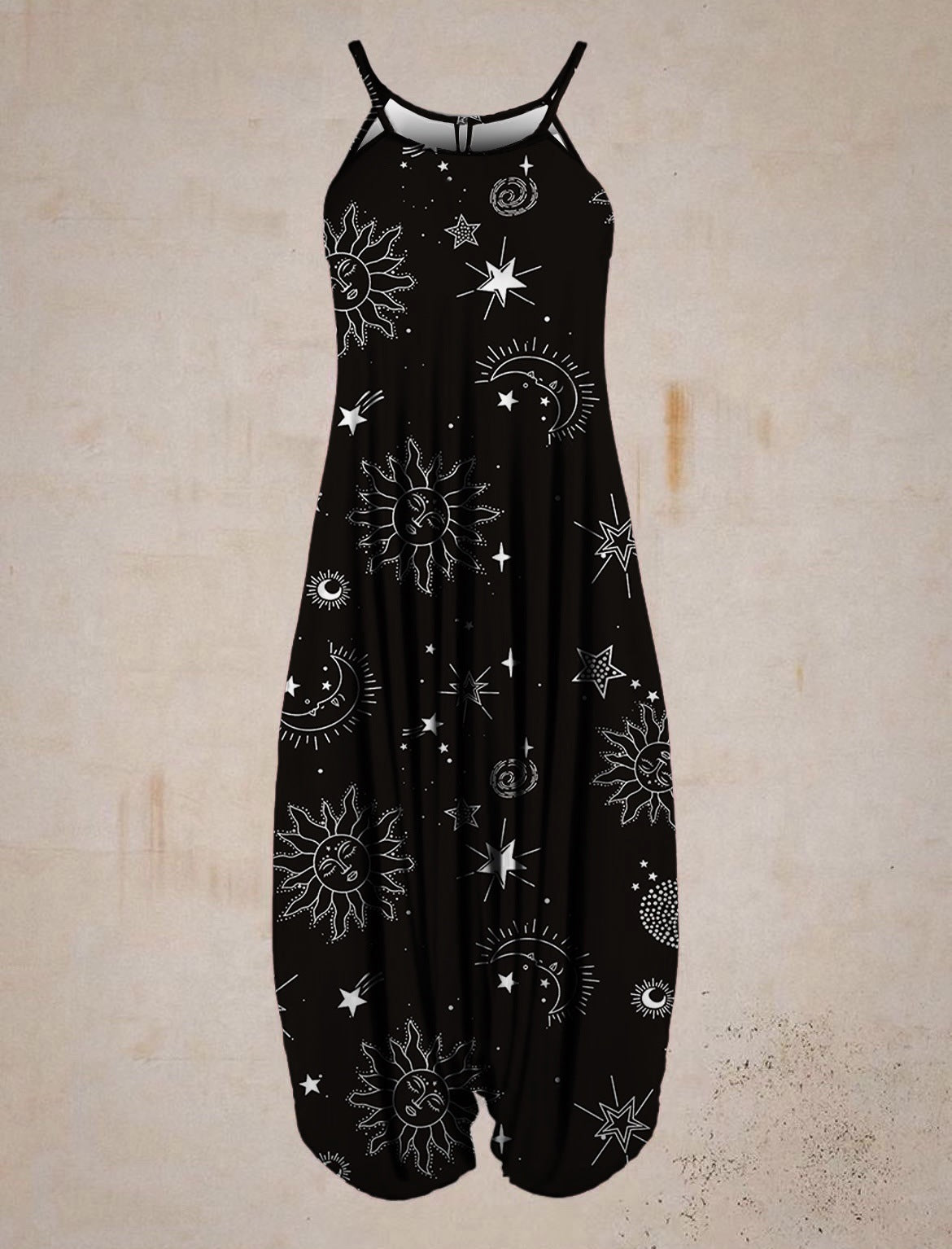 Printed Harem Hanging Crotch Jumpsuit