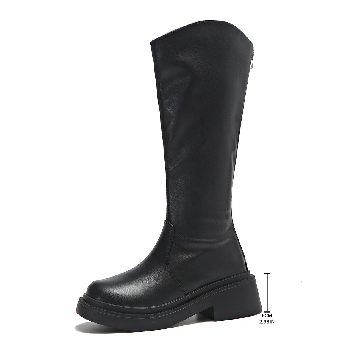 Round-Toe High-Heel Over-the-Knee Boots With Back ZipperComfortable And Minimalist Style