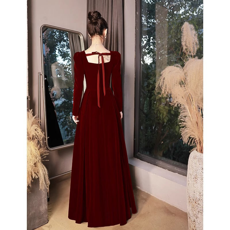 High-end High-end French Style Winter Long Sleeve Evening Dress For Women