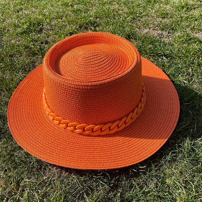 Candy Girl Chain Straw Hat Beach Big Brim