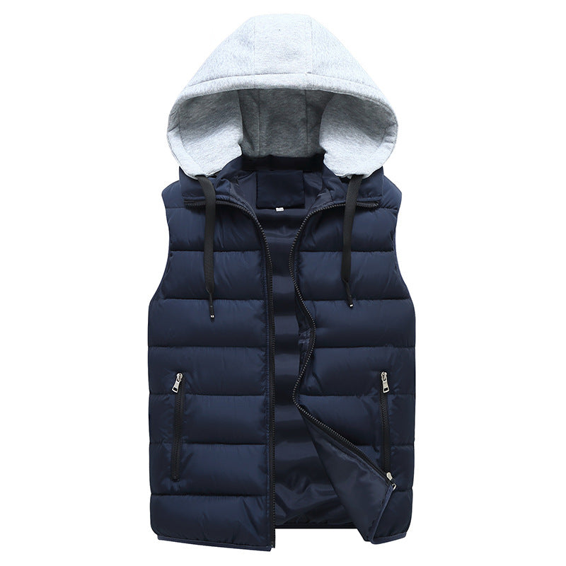 Mens Loose Fit Winter Hooded VestCoat Less Jacket