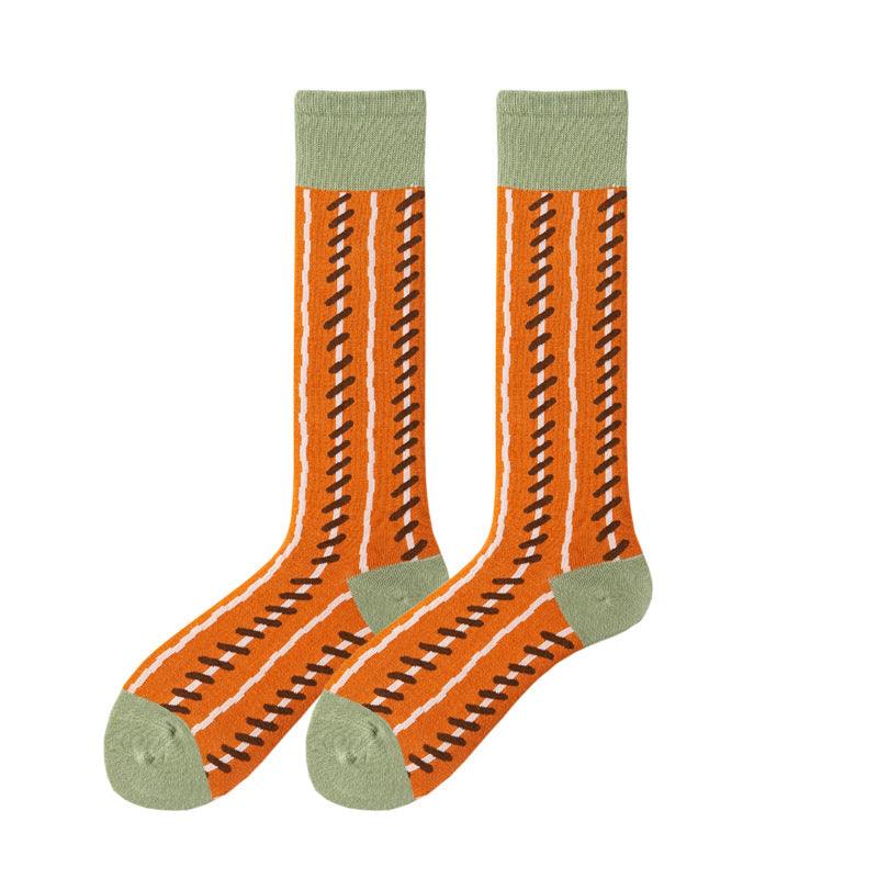 Women's High Tube Calf And Knee Pile Stockings Cotton Socks
