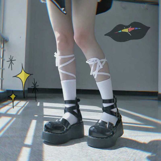 Ladies Japanese Handmade Tie Rope In Tube Socks Cute