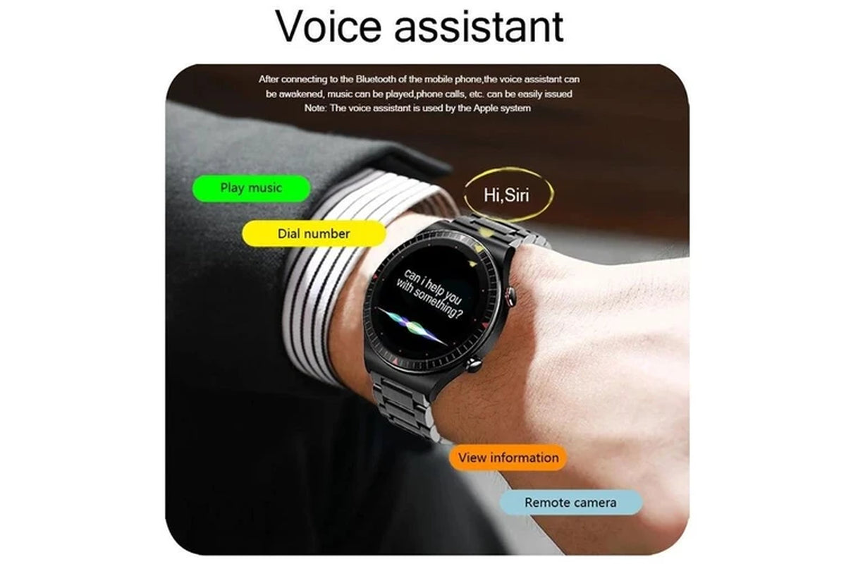 2024 New 4G ROM Bluetooth Call Smart Watch Men Local Music Heart Rate Fitness Tracker Smartwatch for Huawei GT2 Pro Xiaomi Phone - Mesh Belt Silver