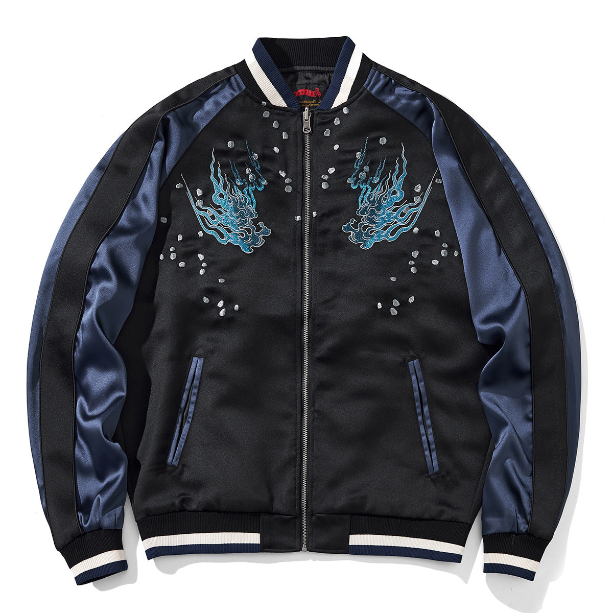 Kraftig Broderet Mægtig Tiger Nedfart Design Herre Casual Baseball Jakke