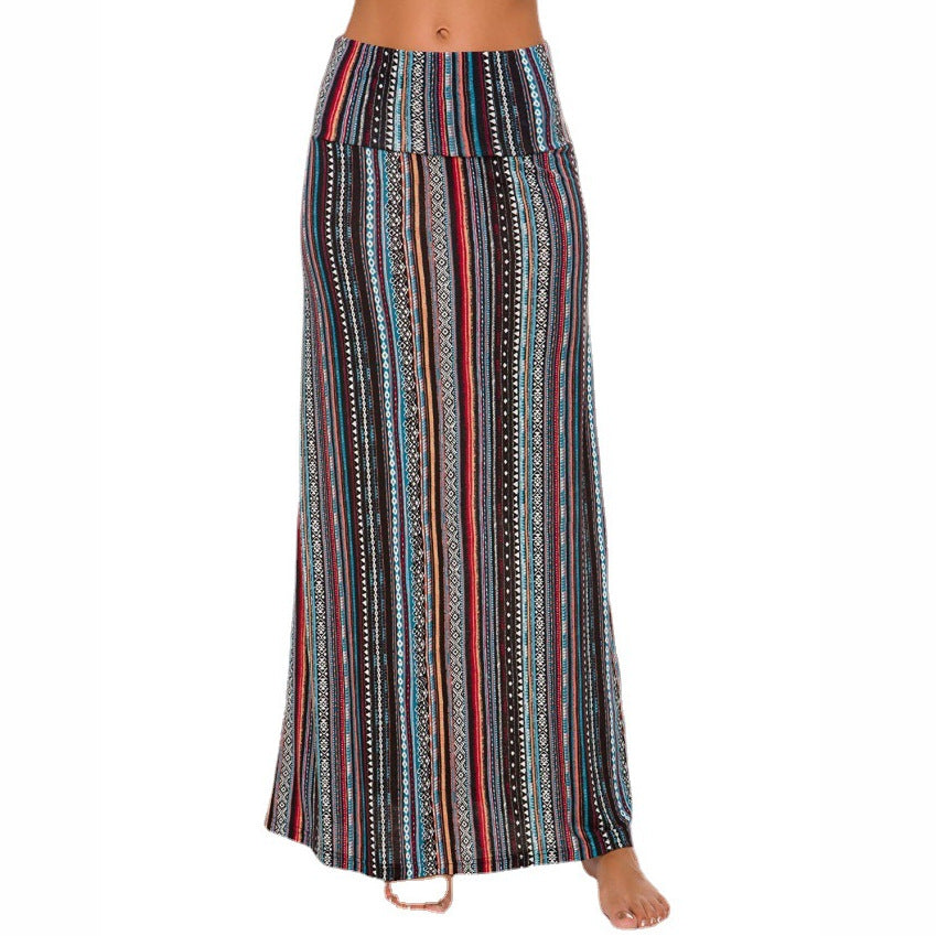 Bohemian Print Leopard Print A- Line High Waist Female Dress