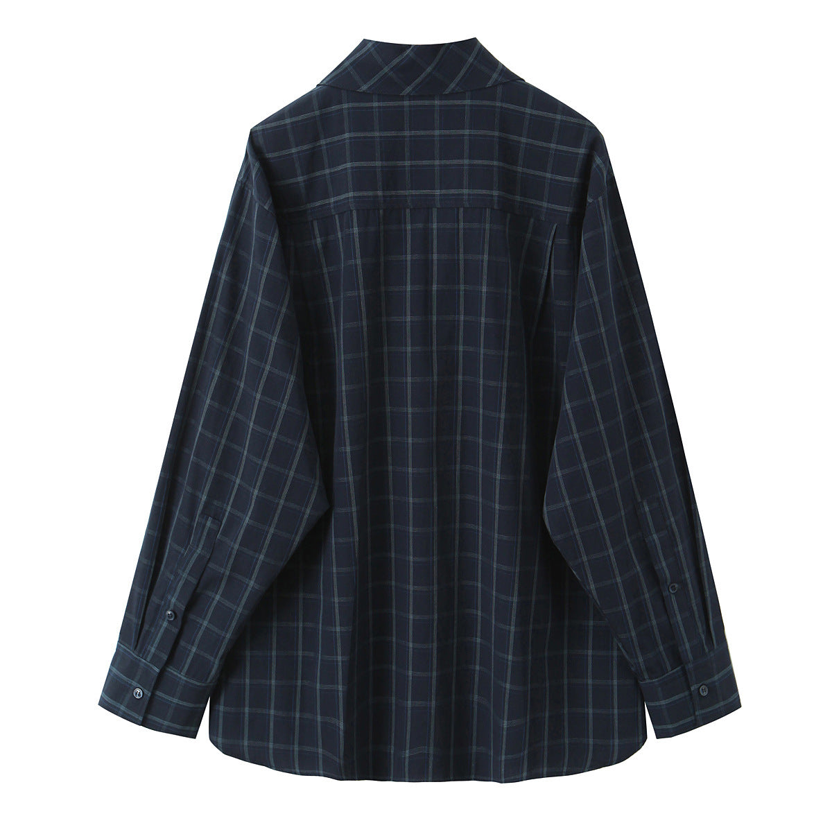 Womens Plaid Poplin Shirt With Scarf-Like Necktie