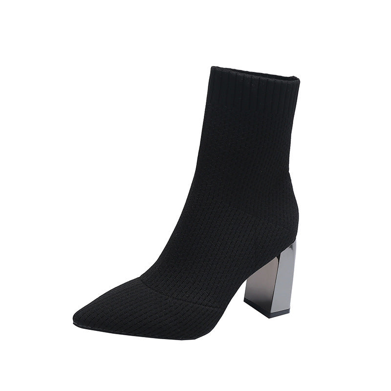 Socks Boots Women's Autumn And Winter New Pointed High Heels Elastic
