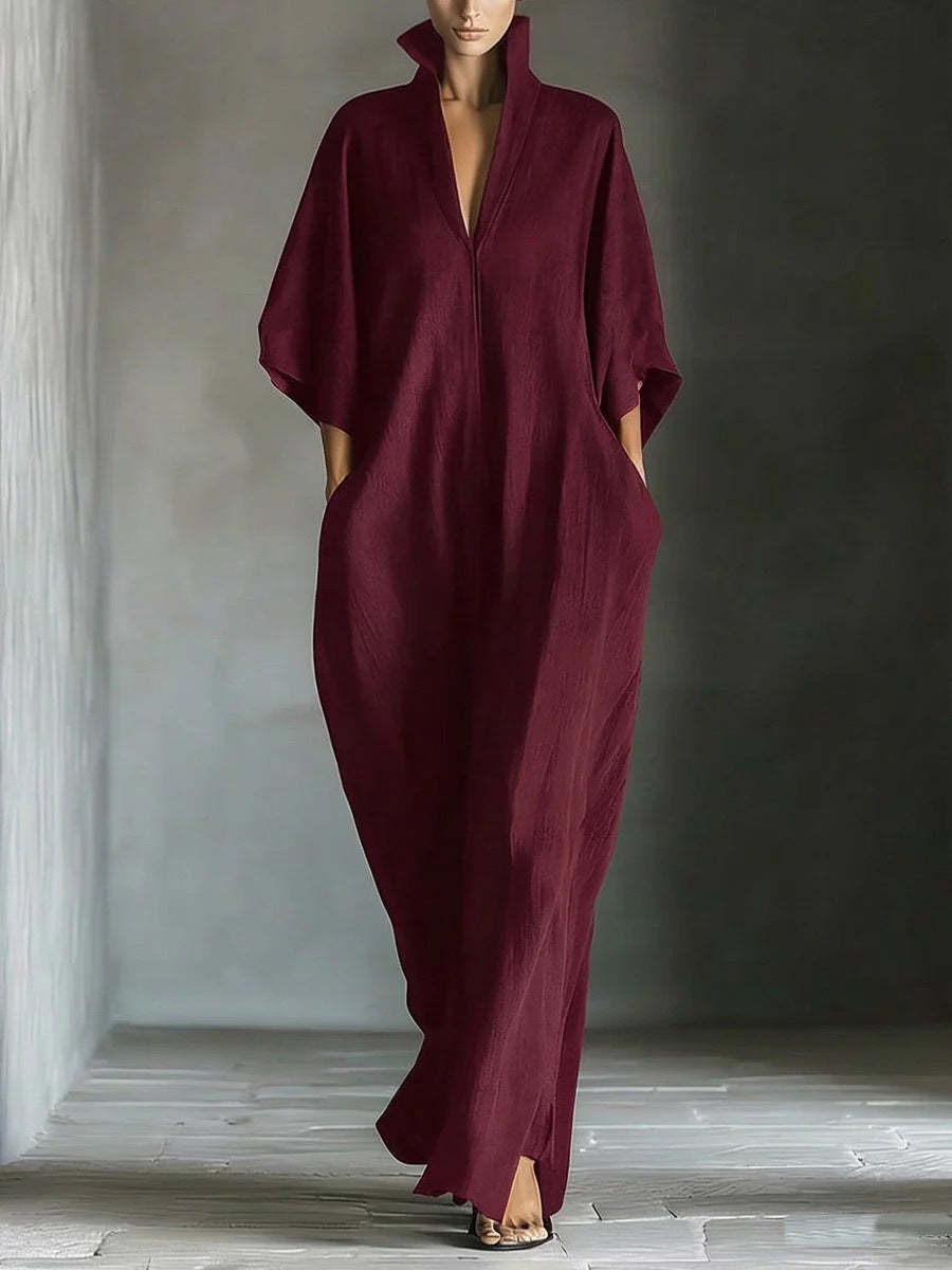 Women's Fashion V-Neck Casual Loose Dress