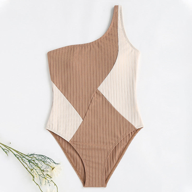 Girl's Swimsuit One-piece Shoulder Stitching