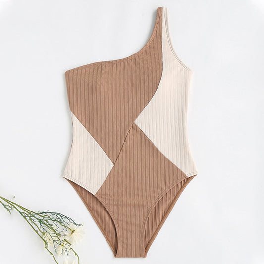 Girl's Swimsuit One-piece Shoulder Stitching