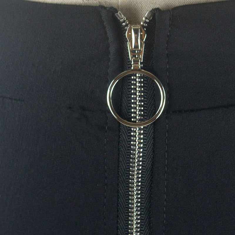Zipper Bottoming Tight-fitting High-waisted Trousers With Small Feet