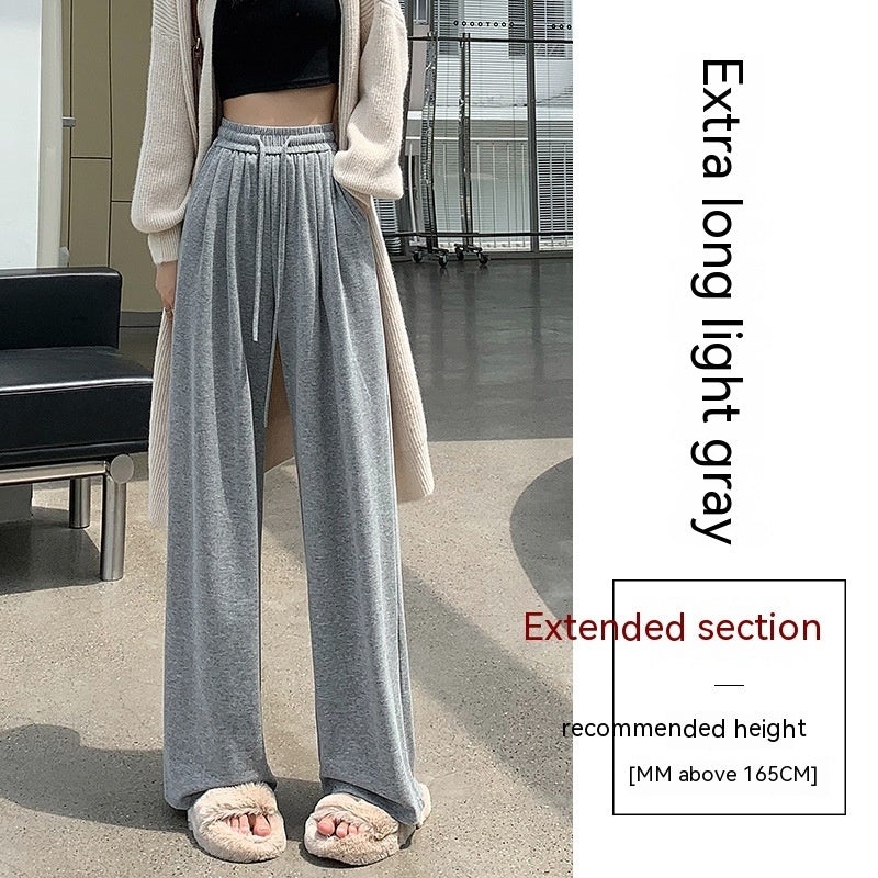 Autumn High Waist Loose Drooping Casual Leisure Style Knitted Mop Pants